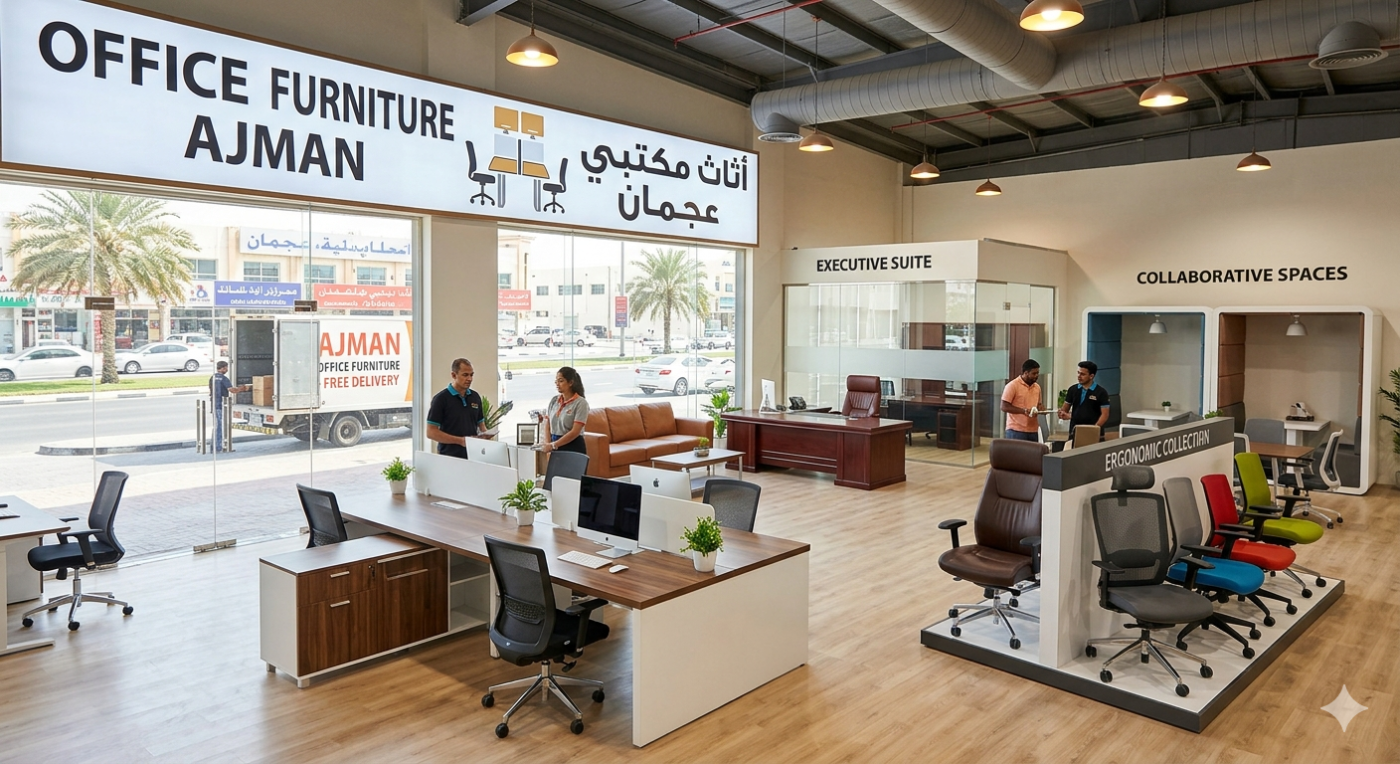 modern office furniture showroom in Ajman