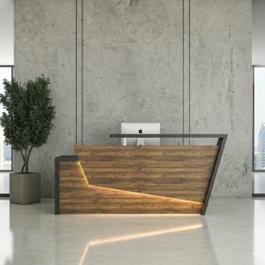 Hazel Reception Table Executive Front View Dubai Office Concept Furniture - Office Furniture Manufacturer & Supplier in Dubai Hazel Reception Table direct eye-level front view commercial reception desk Dubai