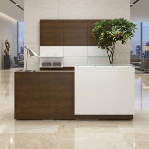 Isabella Reception Table Executive Front View Dubai Office Concept Furniture - Office Furniture Manufacturer & Supplier in Dubai Isabella Reception Table direct eye-level front view commercial reception desk Dubai