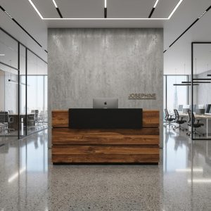 Josephine Reception Table Executive Front View Dubai Office Concept Furniture - Office Furniture Manufacturer & Supplier in Dubai Josephine Reception Table direct eye-level front view commercial reception desk Dubai