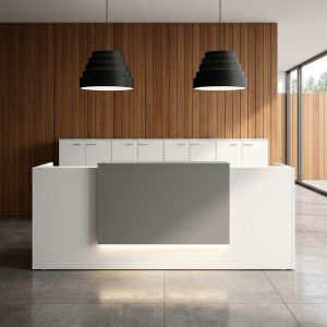 Mila Reception Table direct eye-level front view commercial reception desk Dubai