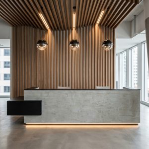 Nora Reception Table direct eye-level front view commercial concrete reception desk Dubai