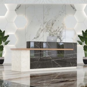 Peyton Reception Table direct eye-level front view commercial reception desk Dubai
