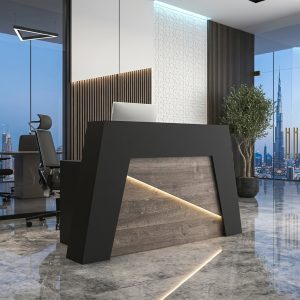 Violet Modern Reception Table 3/4 angled view with LED light strip Dubai